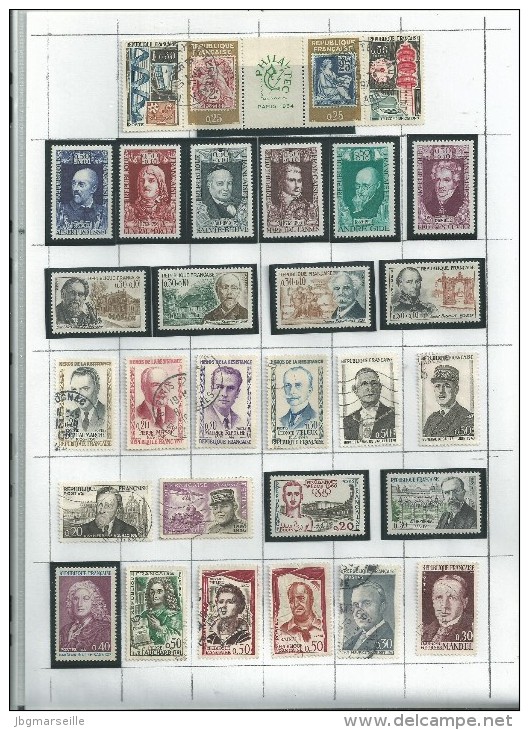 30 T  " Célébrités" Diverses De FRANCE..(1960/70) Quelques Neufs Avec Les Oblitérés ..SUR FEUILLET... à Voir.... - Collections