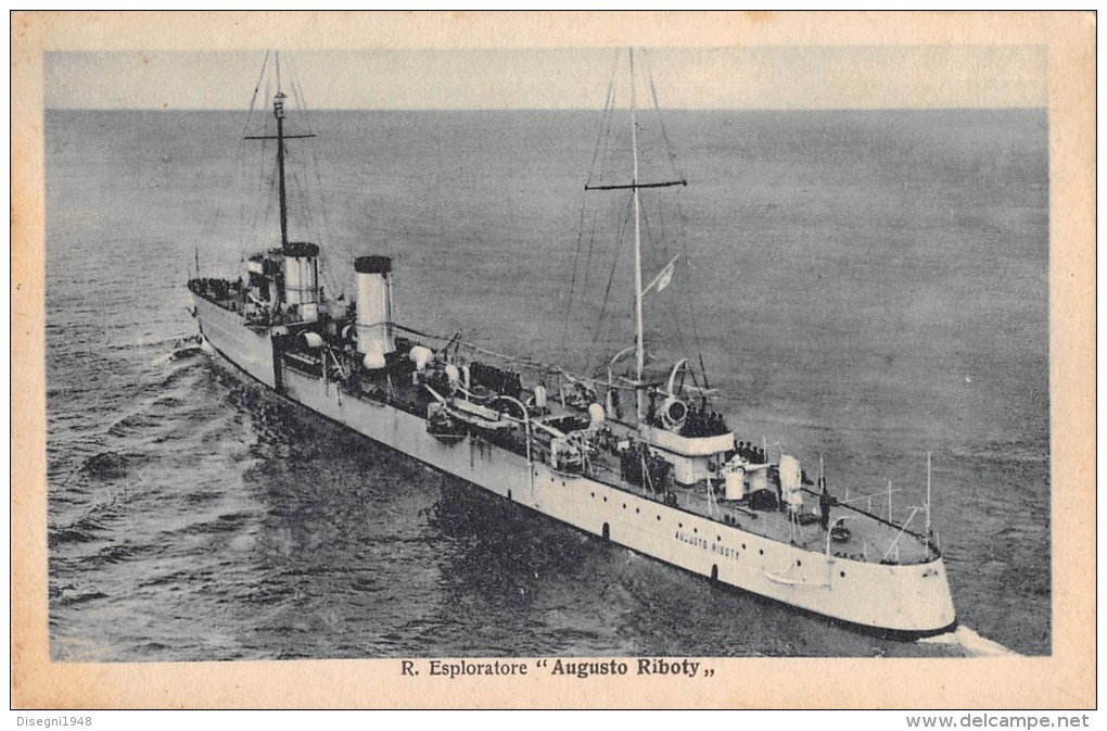 04744 "REGIA NAVE ESPLORATORE AUGUSTO RIBOTY" BATTLE SHIP. CART. POST. ORIG. NON SPEDITA. - Guerra