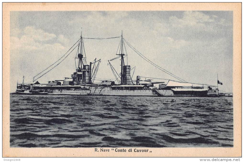 04748 "REGIA NAVE CONTE DI CAVOUR" BATTLE SHIP. CART. POST. ORIG. NON SPEDITA. - Guerra