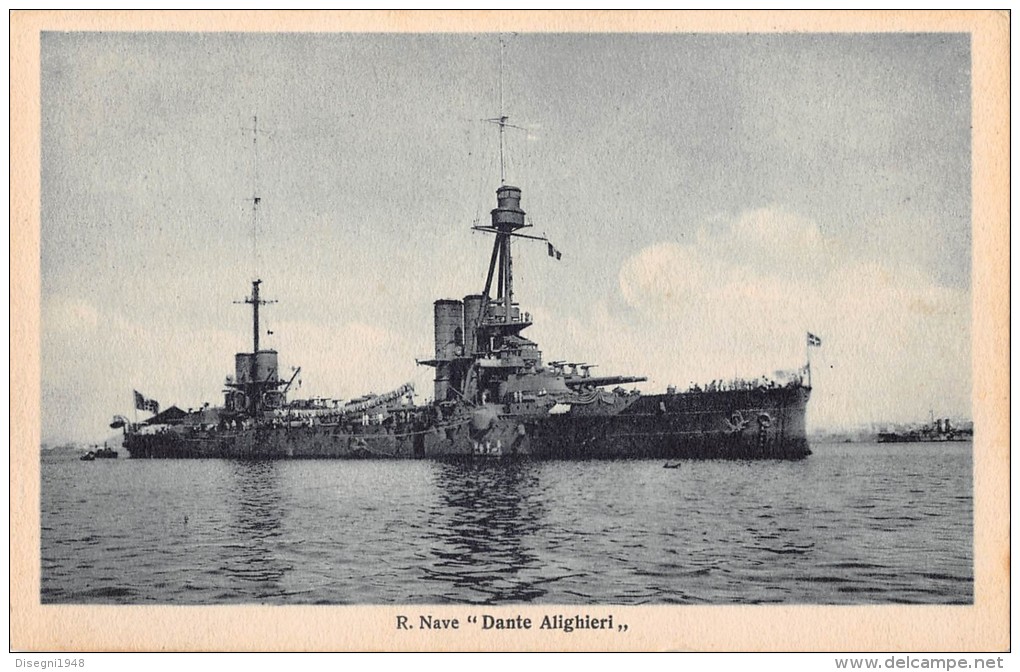 04750 "REGIA NAVE DANTE ALIGHIERI" BATTLE SHIP. CART. POST. ORIG. NON SPEDITA. - Guerra