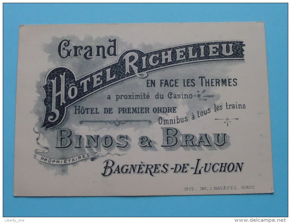 " GRAND HOTEL RICHELIEU " Prop. BINOS & BRAU - Bagnères-de-Luchon !! - Cartes De Visite