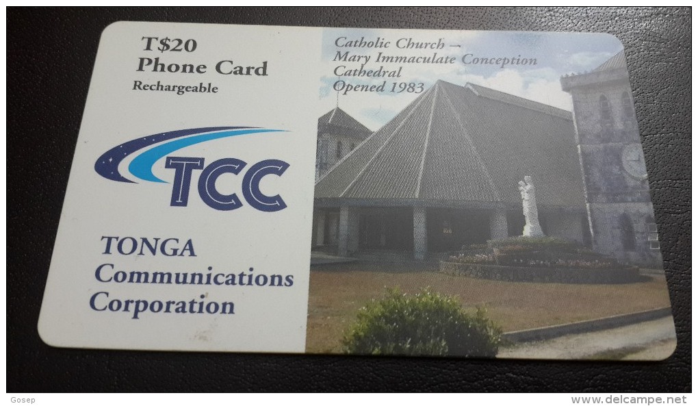 Tonga-catholic Church Mary Lmmaculate Conception Cathedrsl Opened 1983-(T$20)-used Card+1card Prepiad Free - Tonga