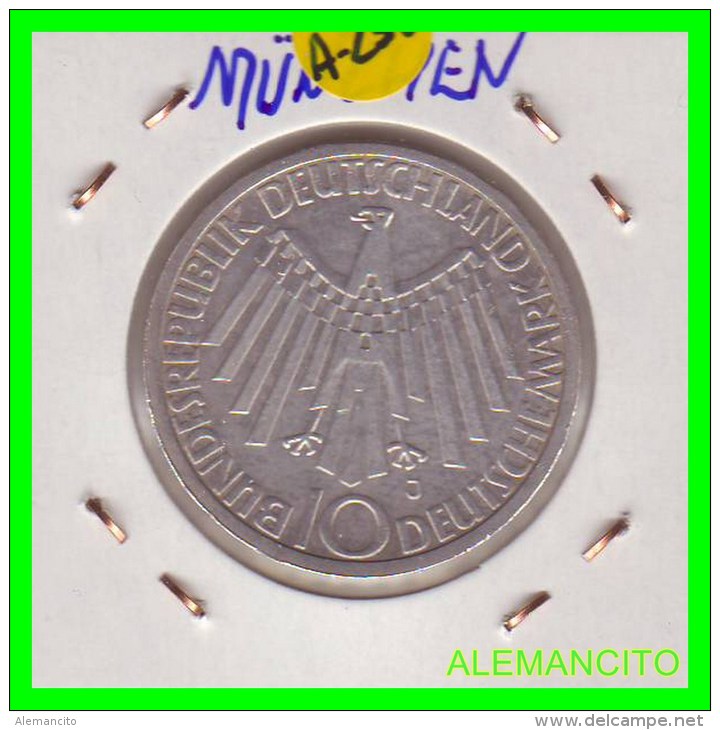 ALEMANIA   MONEDA  PLATA S/C 10 DM  OLIMPIADE  1972-  MÜNCHEN - Conmemorativas