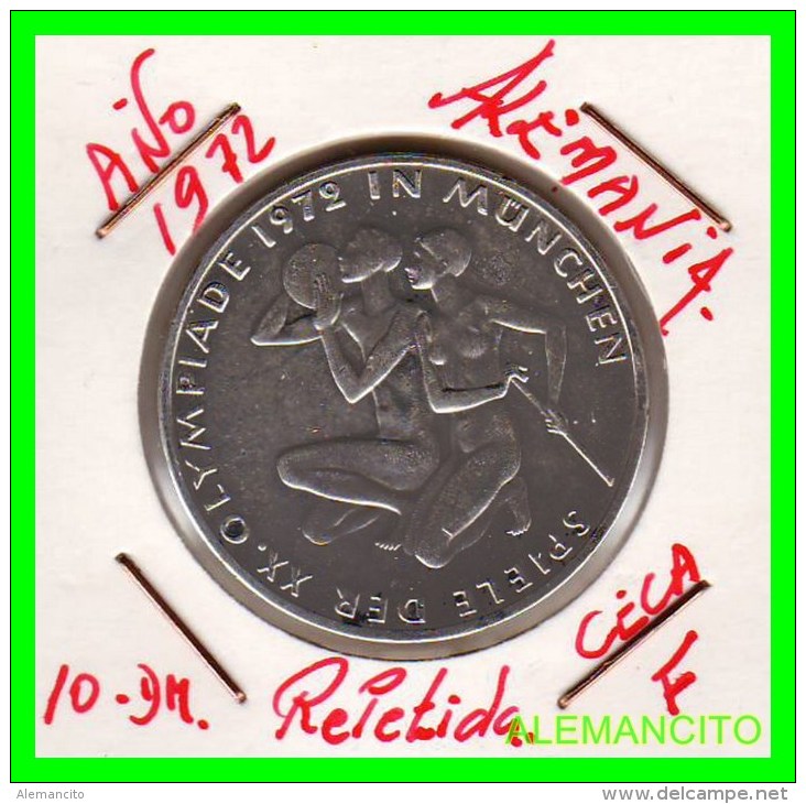 ALEMANIA   MONEDA  PLATA S/C 10 DM  OLIMPIADE  1972-  MÜNCHEN - Conmemorativas