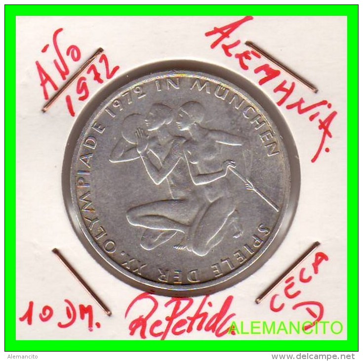 ALEMANIA   MONEDA  PLATA S/C 10 DM  OLYMPIADE  MUNICH  1972 - Conmemorativas