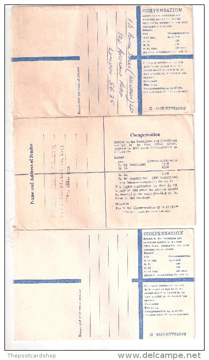Three 3x GB Postal Stationery Registration Registered Letters 2 Used ( South Norwood & London SW1) &one Unused - Entiers Postaux