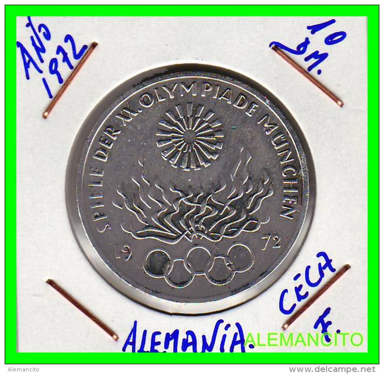 ALEMANIA   MONEDA  PLATA S/C 10 DM  OLYMPIADE  MUNICH  1972 - Conmemorativas