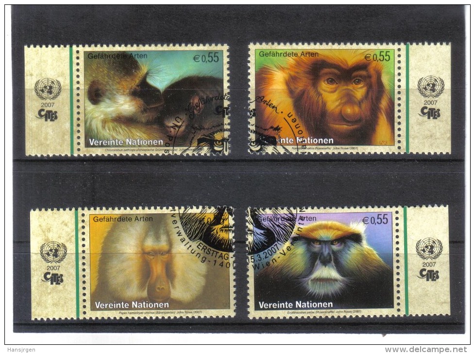 GEO151  UNO WIEN 2007  MICHL 485/88 Used / Gestempelt SATZ Mit TABS Siehe ABBILDUNG - Used Stamps