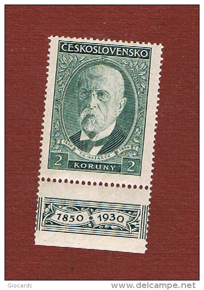 CECOSLOVACCHIA (CZECHOSLOVAKIA) - YV. 270 - 1930 80^ ANNIV.PRESIDENT MASARYK (2 K WITH LABEL)  -  MINT ** - Nuovi