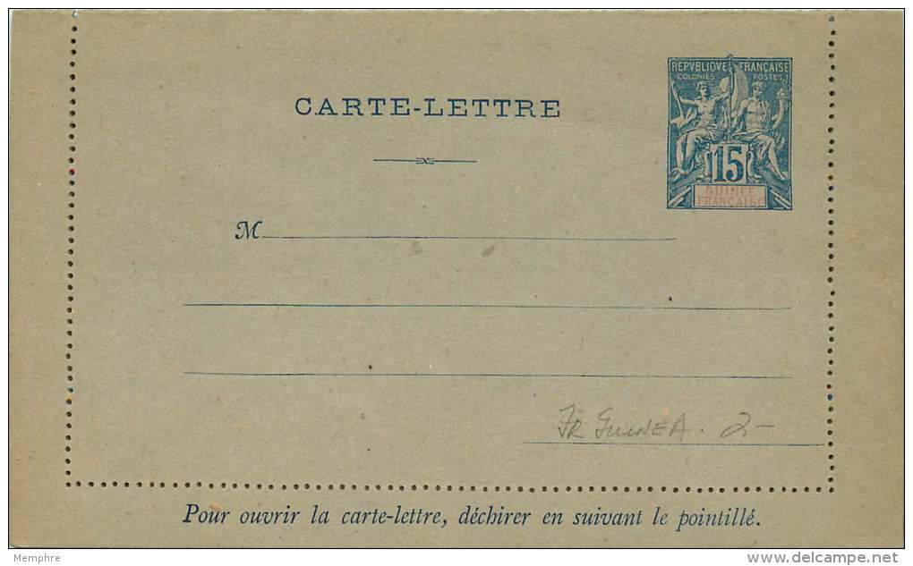 Entier Postal Carte -lettre   Type Groupe 15 Cent Bleu - Covers & Documents