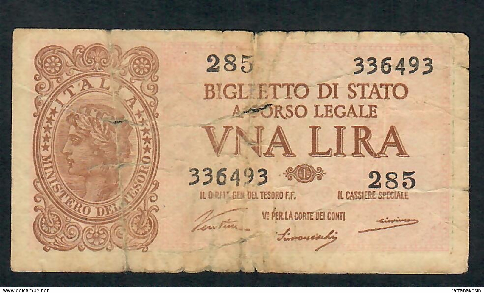 ITALY  P29b  1  LIRA  20 MAY 1935  /   23 NOV. 1944   VG - Italië – 1 Lira