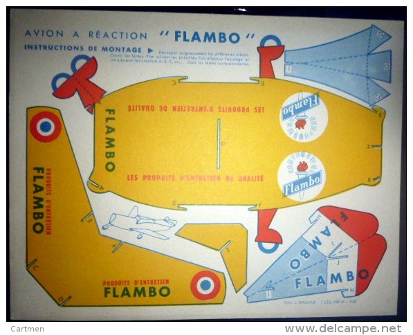 DECOUPAGE AVIATION TROIS PLANCHES IDENTIQUES DE DECOUPAGE ANCIEN  FABICATION D´UN AVION A REACTION "FLAMBO" - Autres & Non Classés