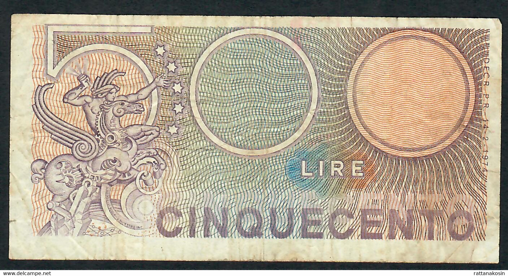 ITALY  P94  500  LIRE  14.2.1974  #M12   VF - 500 Lire