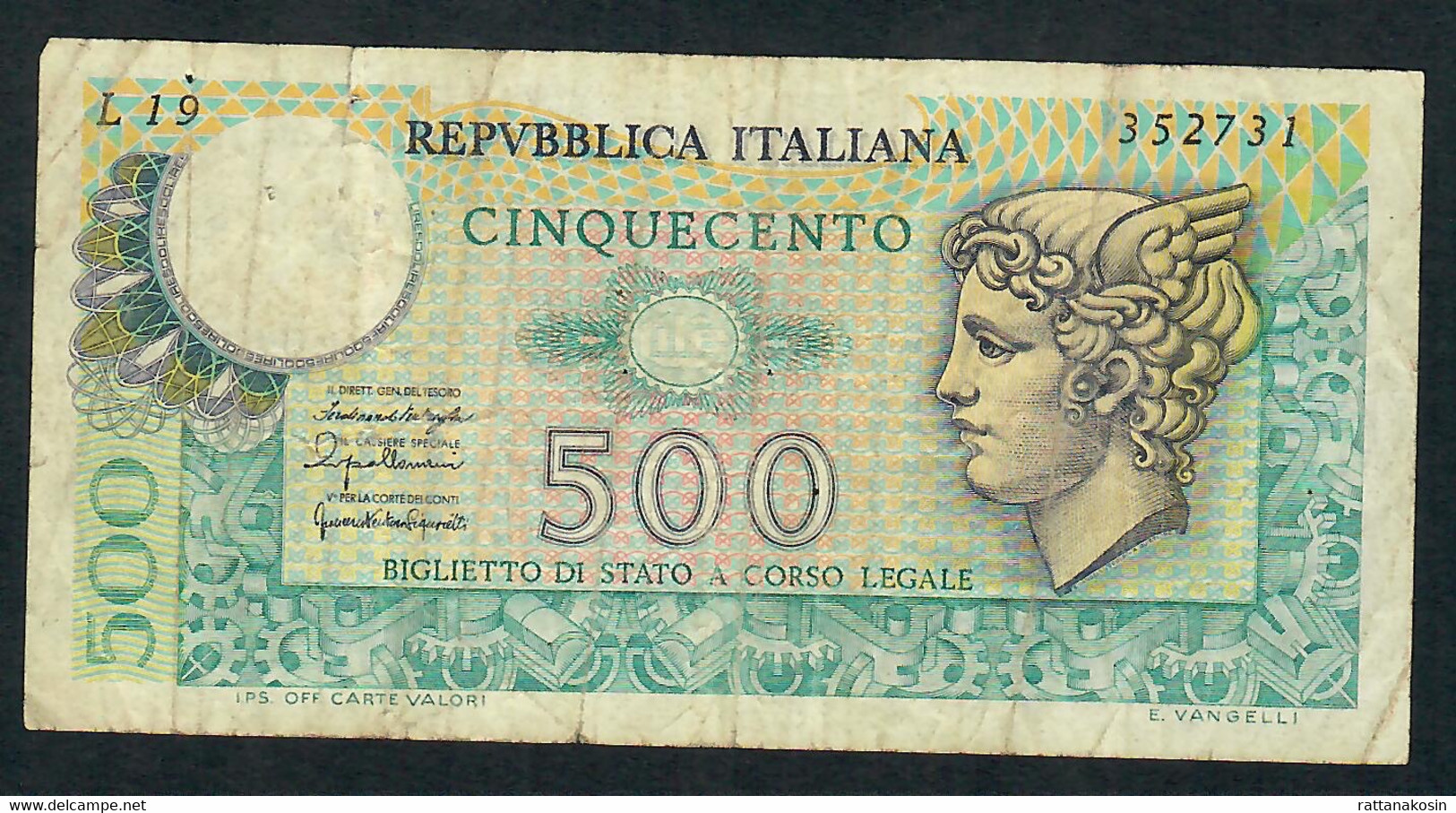 ITALY  P95  500  LIRE  20.12.1976 #L19      VG - 500 Liras