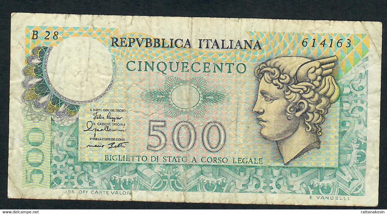 ITALY  P94  500  LIRE 14.2.1974  /  2.4.1979  # B28     F-VF - 500 Liras