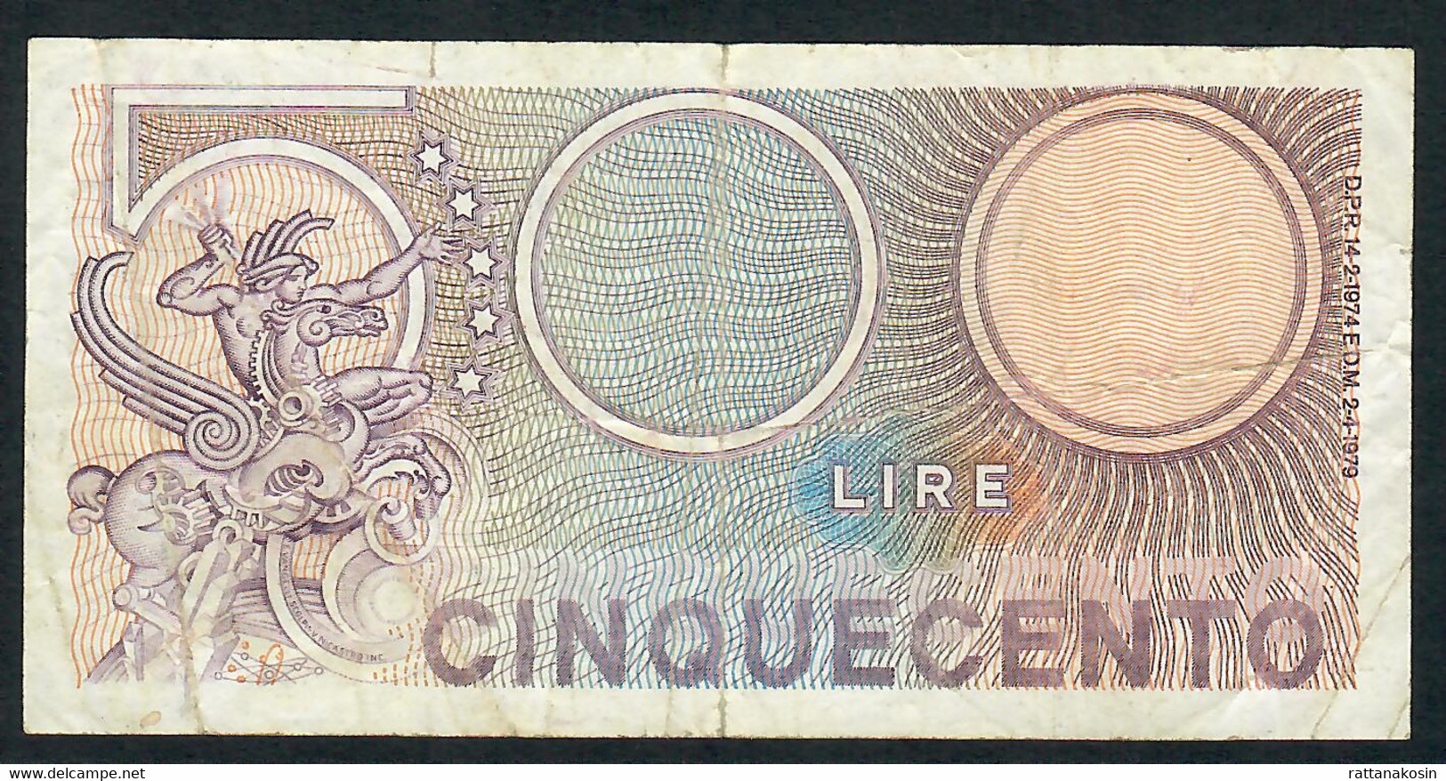 ITALY  P94  500  LIRE 14.2.1974  /  2.4.1979   # O32     VF - 500 Lire