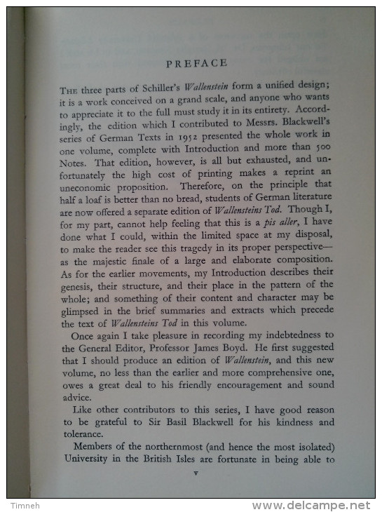 SCHILLER WALLENSTEINS TOD William WITTE Edited By BLACKWELL'S GERMAN TEXTS OXFORD Notes English Anglais - Autori Tedeschi