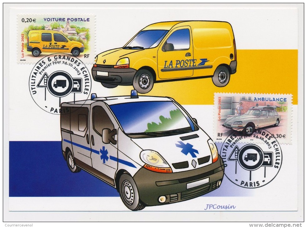 FRANCE - 5 Cartes Maximum "VEHICULES UTILITAIRES ET GRANDES ECHELLES " (3609 à 3618) 2003 Editions CEF - 2000-2009