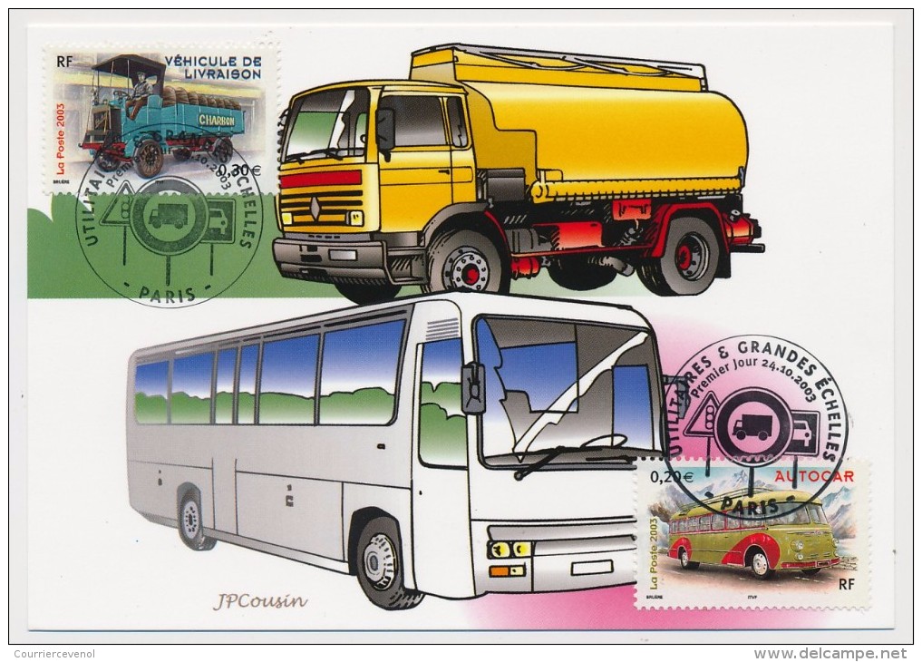 FRANCE - 5 Cartes Maximum "VEHICULES UTILITAIRES ET GRANDES ECHELLES " (3609 à 3618) 2003 Editions CEF - 2000-2009