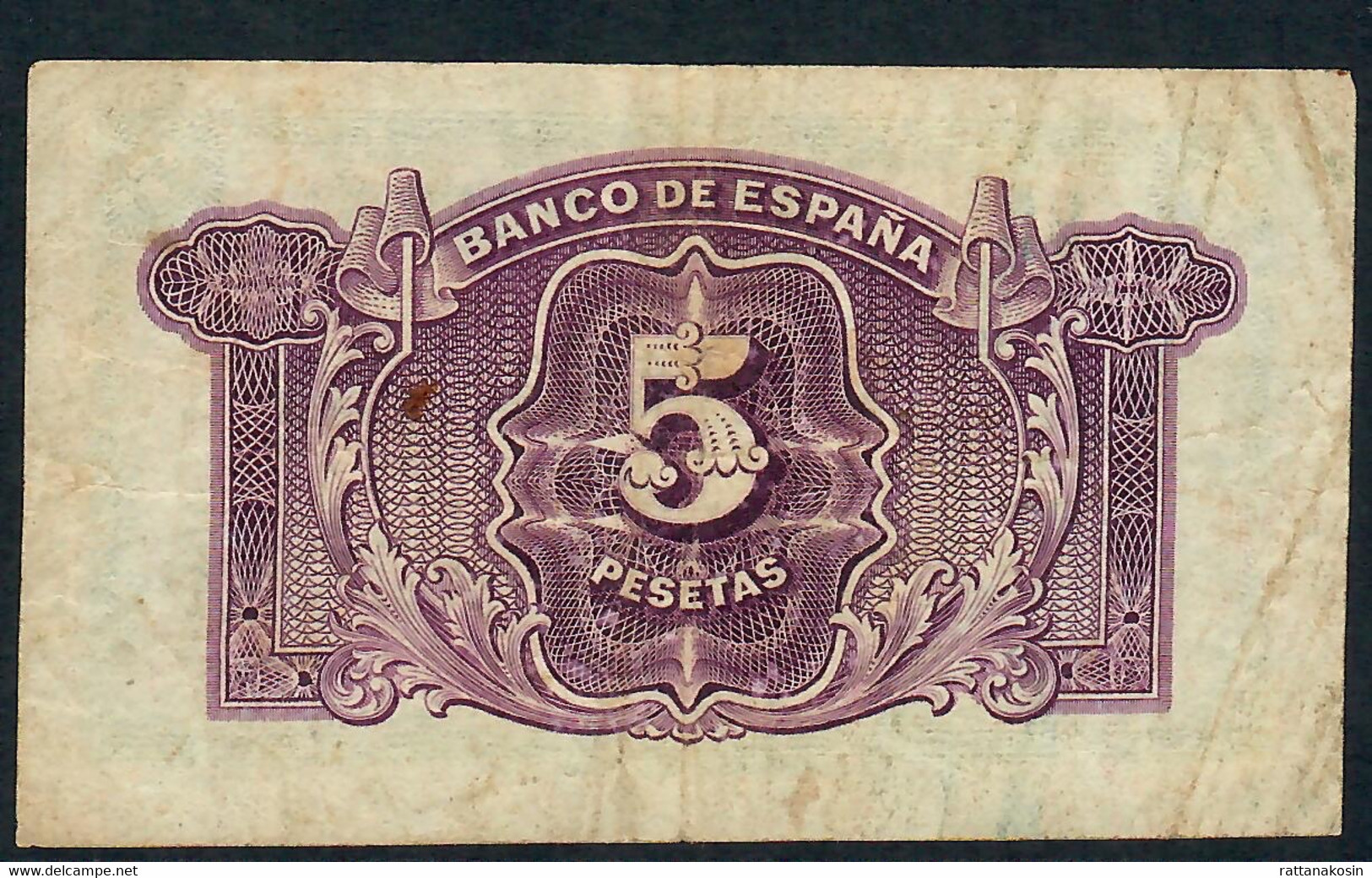 SPAIN  P85  5    PESETAS   1935  Serie B  VF - 5 Pesetas