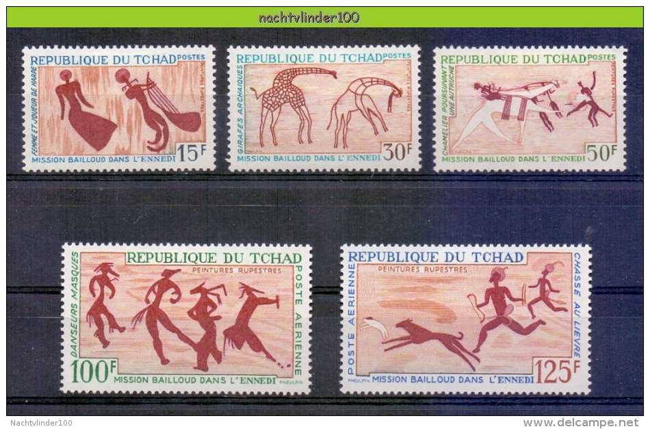 Mwk050 ROTSTEKENINGEN ROCK PAINTINGS GIRAFFE CAMEL DOG RABBIT MUSIC ARCHEOLOGY HÖHLENZEICHNUNGEN TCHAD 1967 ONG/MH - Archeologie