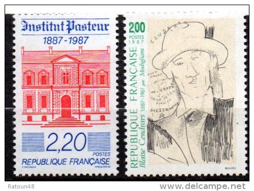 N° 2496 Et 2497- Neuf** - Institut Pasteur Et Blaise Cendrars Par Modigliani - Sonstige & Ohne Zuordnung