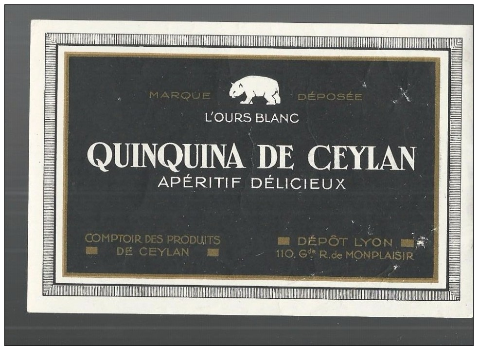 ETIQUETTE -  QUINQUINA DE CEYLAN -  TBE - Otros & Sin Clasificación