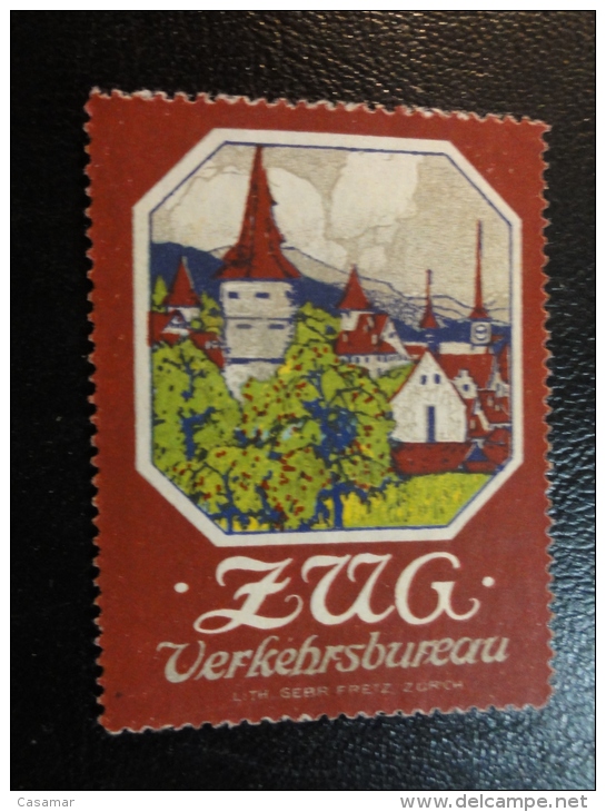 ZUG Verkehrsbureau Castle Tower Vignette Poster Stamp Label Suisse Switzerland - Sonstige & Ohne Zuordnung