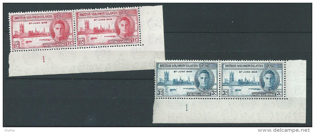 Solomon Islands 1946 Peace Issue In Matching Plate Blocks, MH (SN 2706) - Salomonseilanden (...-1978)