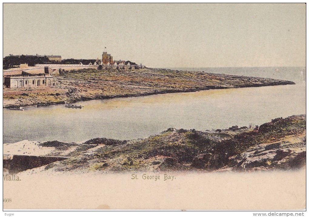 1910/ 2 Oude Kaarten Malta, Panorama Valletta, St. George Bay - Malta