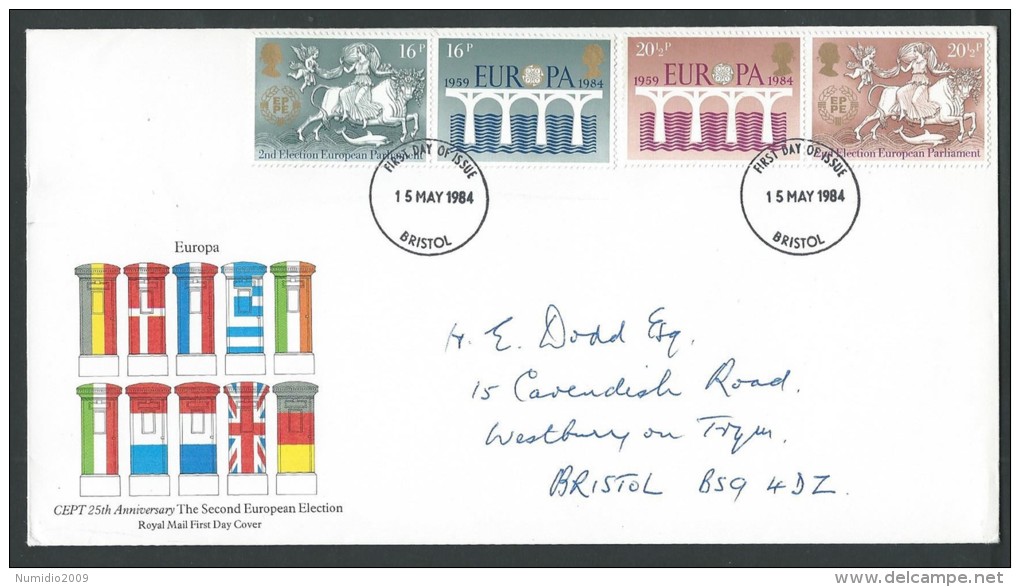 1984 GRAN BRETAGNA FDC EUROPA NO TIMBRO ARRIVO - L - 1981-1990 Decimal Issues