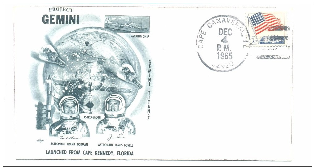 PROJECT GEMINI TITAN 7, FRANK BORMAN AND JAMES LOVELL, LAUNCHED, CAPE CANAVERAL, DEC. 4, 1965 - North  America