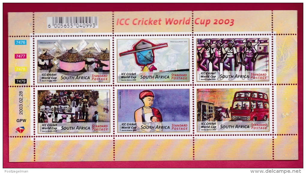 SOUTH AFRICA, 2003, MNH Sheet Of Stamps , ICC Cricket World Cup,  Sa 1429-1534, #9177 - Unused Stamps