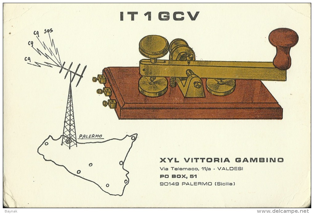 QSL CARD   --    ITALIA  --  PALERMO, SICILIA - Sonstige & Ohne Zuordnung