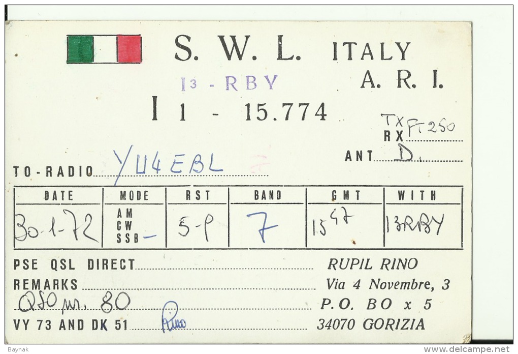 QSL CARD   --    ITALIA  --  GORIZIA - Sonstige & Ohne Zuordnung