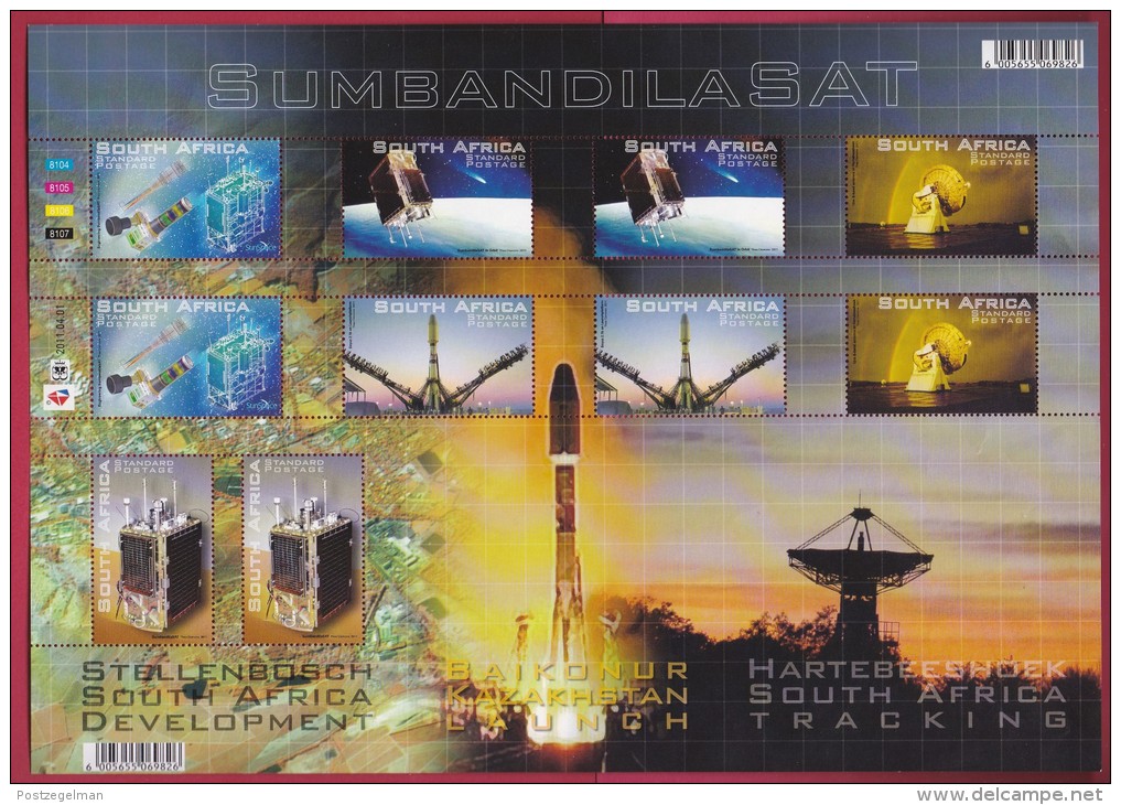 SOUTH AFRICA, 2011, Mint Never Hinged, Sheet Of Stamps , Sumbandila Satelite, Sa 2171, #9255 - Unused Stamps