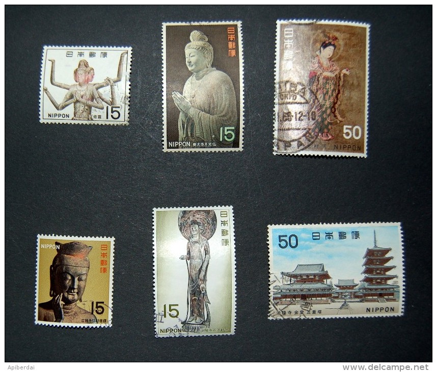 Japon - 1967 To 1968 National Treasures Asuka & Nara Period - 2 Series Of 3 Stamps - Gebraucht