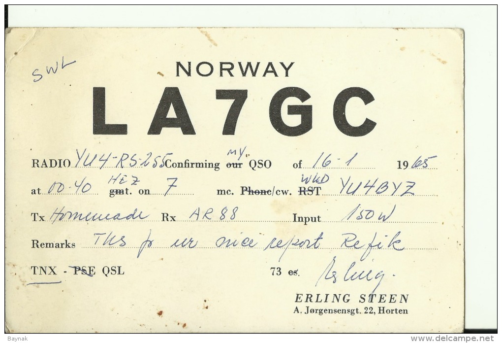 QSL CARD   --   NORWAY - Sonstige & Ohne Zuordnung