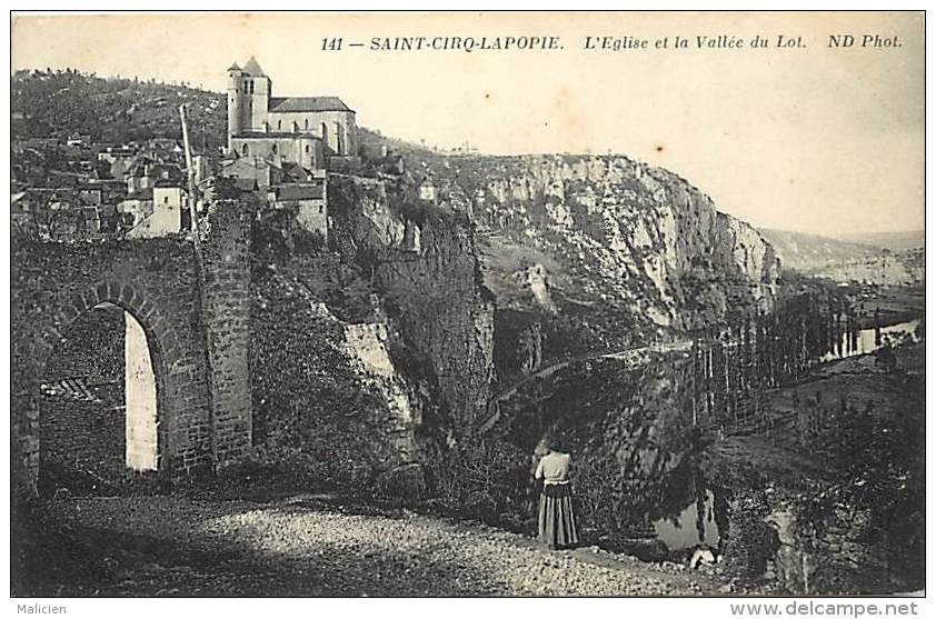 - Lot - Ref - 251 - Saint Cirq La Popie - St Cirq La Popie -  L Eglise Et La Vallee Du Lot -  Carte Bon Etat - - Saint-Cirq-Lapopie