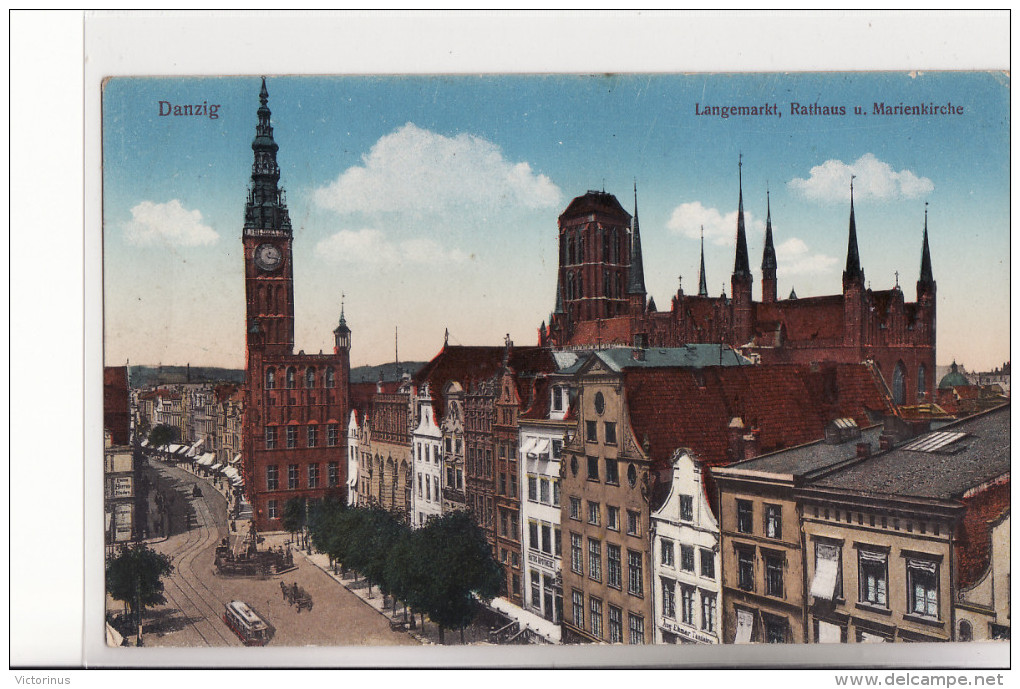 DANZIG  -  Langemarkt, Rathaus U. Mareinkirche  -  Février 1917 - Danzig