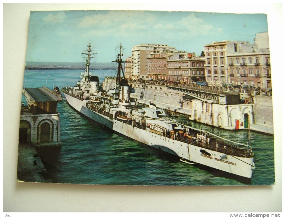 TARANTO   NAVE   RAIMONDO  MONTECUCCOLI     SHIP   MARINA  MILITARE  WARSHIP  VIAGGIATA COME DA FOTO LEGGERE CREPATURE - Guerra