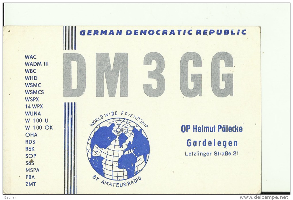 QSL CARD   --   GERMAN DEMOCRATIC REPUBLIC  --  DDR  --  DEUTSCHE DEMOKRATISCHE REPUBLIK - Sonstige & Ohne Zuordnung