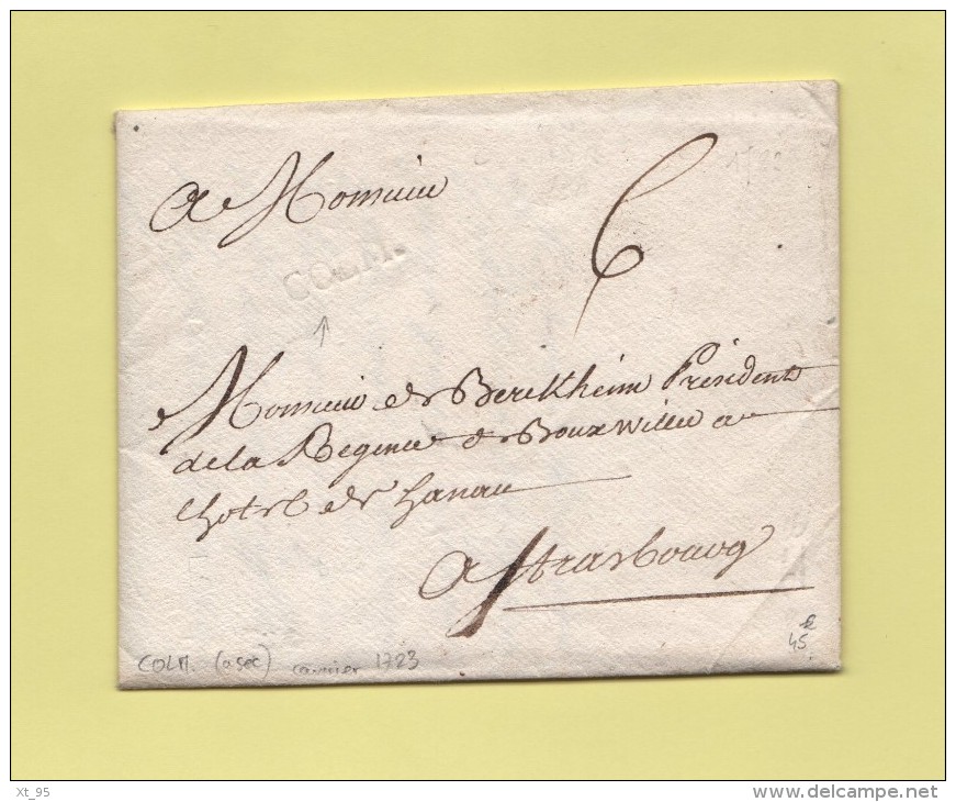 Colm. (a Sec) - Colmar - Courrier Sous Enveloppe De 1723 - 1701-1800: Précurseurs XVIII