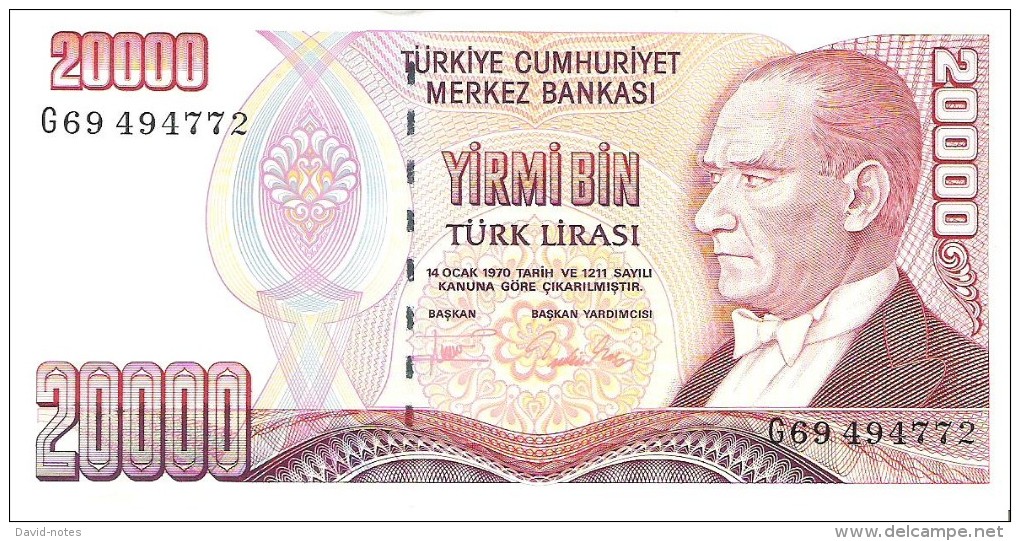 Turkey - Pick 201 - 20.000 Lira 1988 - AUnc - Turchia