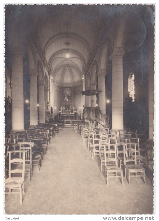 VIEUSART-INTERIEUR DE L'EGLISE-CARTE-PHOTO-ENVOYEE-CACHET-CORROY-LE-GRAND-1947-DOCUMENT-RARE-VOYEZ 2 SCANS ! ! - Chaumont-Gistoux