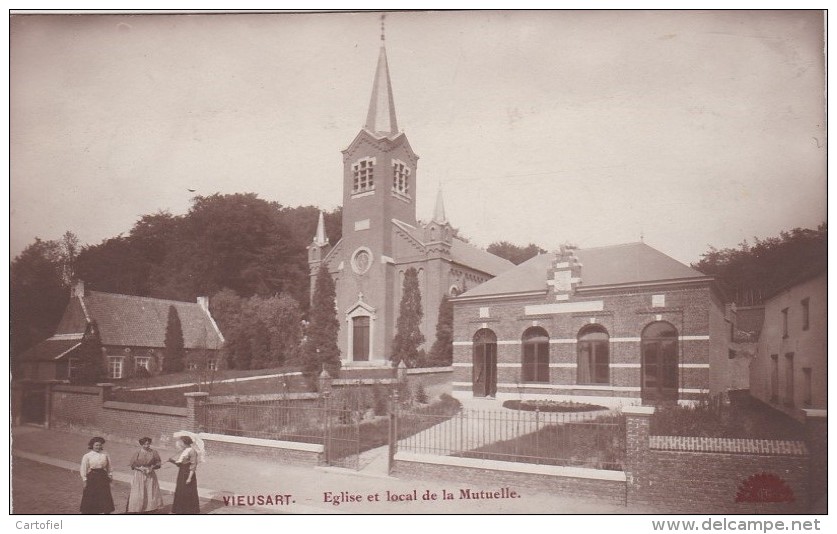 VIEUSART-EGLISE ET LOCAL DE LA MUTUELLE-CARTE-PHOTO-PAS ENVOYEE-DOCUMENT-RARE-VOYEZ 2 SCANS ! ! - Chaumont-Gistoux