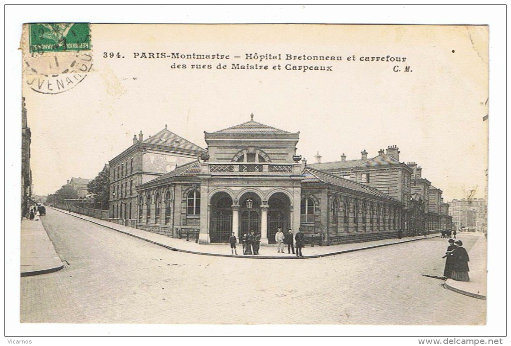 CPA 75 PARIS 18 Eme Montmartre Hopital Bretonneau Et Carrefour Des Rues De Maistre Et Carpeaux - Distretto: 18