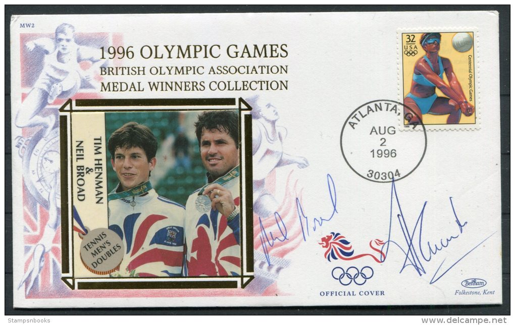 1996 USA GB Atlanta Olympics Signed Cover - Tim Henman / Neil Broad - Tennis - Ete 1996: Atlanta