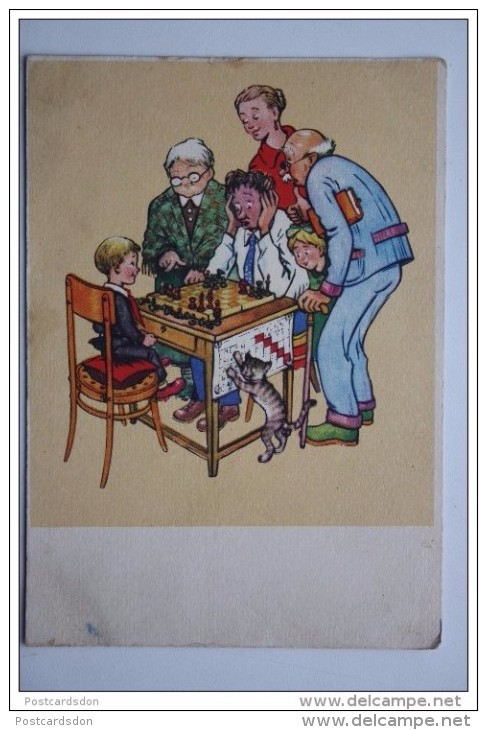 CHMELYOV "Tournament" Art PC - 1959 - OLD SOVIET POSTCARD (USSR) - Chess - Échecs - Schaken