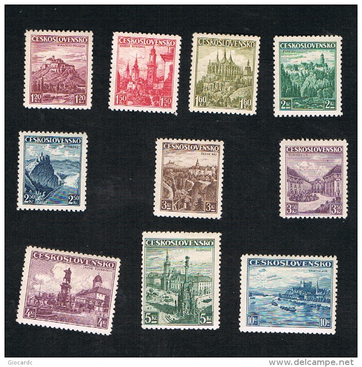 CECOSLOVACCHIA (CZECHOSLOVAKIA) - YV. 311.319 -  / 1936  CURRENT SERIE (COMPLET SET OF 10 STAMPS) - MINT ** - Neufs